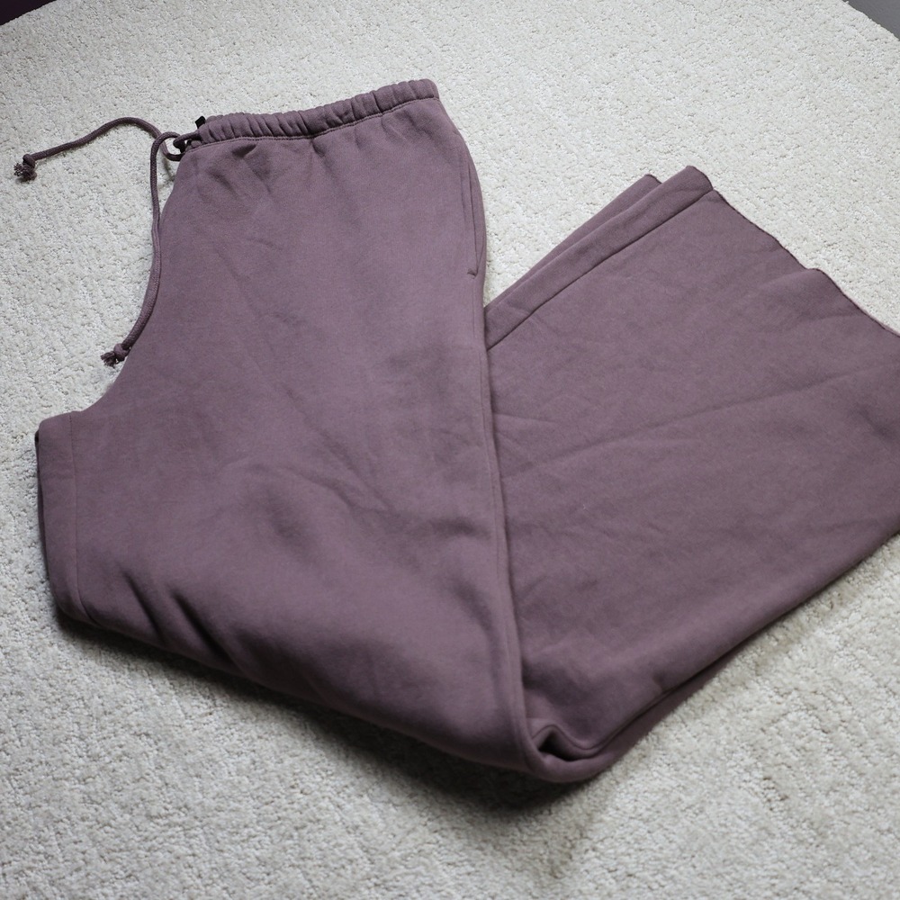 Wild Fable Purple Wide Leg Sweatpants Raw Hem Drawstring Fleece Lined Large